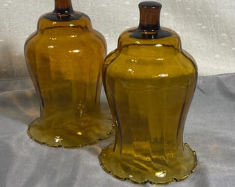 Vintage bärnstensfärgad glasljusstake tulpaner