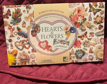 Cynthia Hart Vintage Victorian Stationery Kit: Hearts & Flowers Rubber Stamps