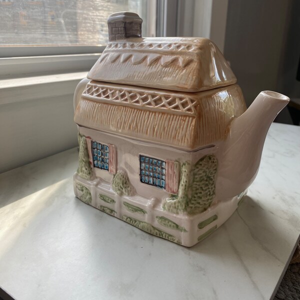 The Village Teapot Collectible Spring Cottage Series by Annie Rowe