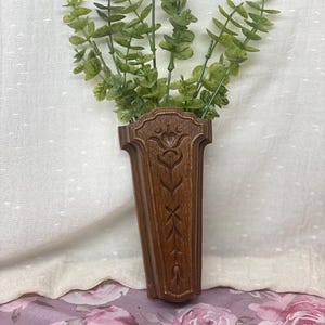 Homco Brown Plastic Wall Pocket Vase Flower Holder scissor holder Vintage