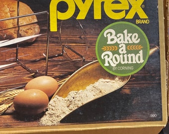 Vintage Pyrex Bake-A-Round glazen broodbakbuis Corning nieuw in doos