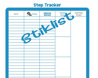Step Tracker Sticker | Walk to Weight Loss, Daily Exercise Planner