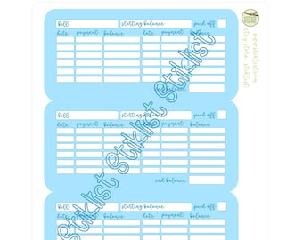 Debt Tracker Sticker – 12 Month Budget Planner