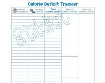 Descarga digital Rastreador de déficit de calorías / Planificador de pérdida de peso / Diario de pérdida de peso / Pérdida de peso imprimible / Rastreador de alimentos