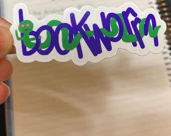 Bookworm Glossy Sticker: Cute Librarian, Book Lover Gift