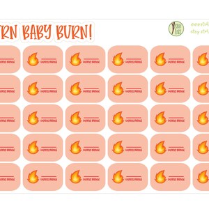 Calories Burned Tracker - Fitness Tracker Stickers - Diet / Exercise - Weight Loss Stickers - Burn Baby Burn (60 individual stickers)