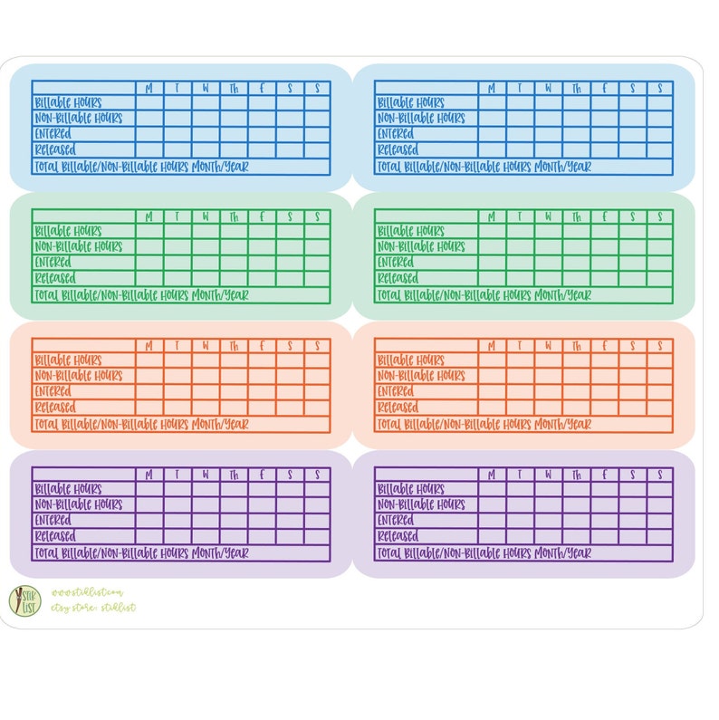 Billable Hour Tracker for Erin Condren or other Planners Etsy