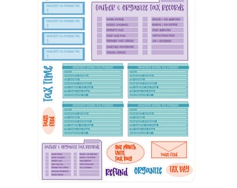 Tax Organization Stickers for Planner, Journal, Budget
