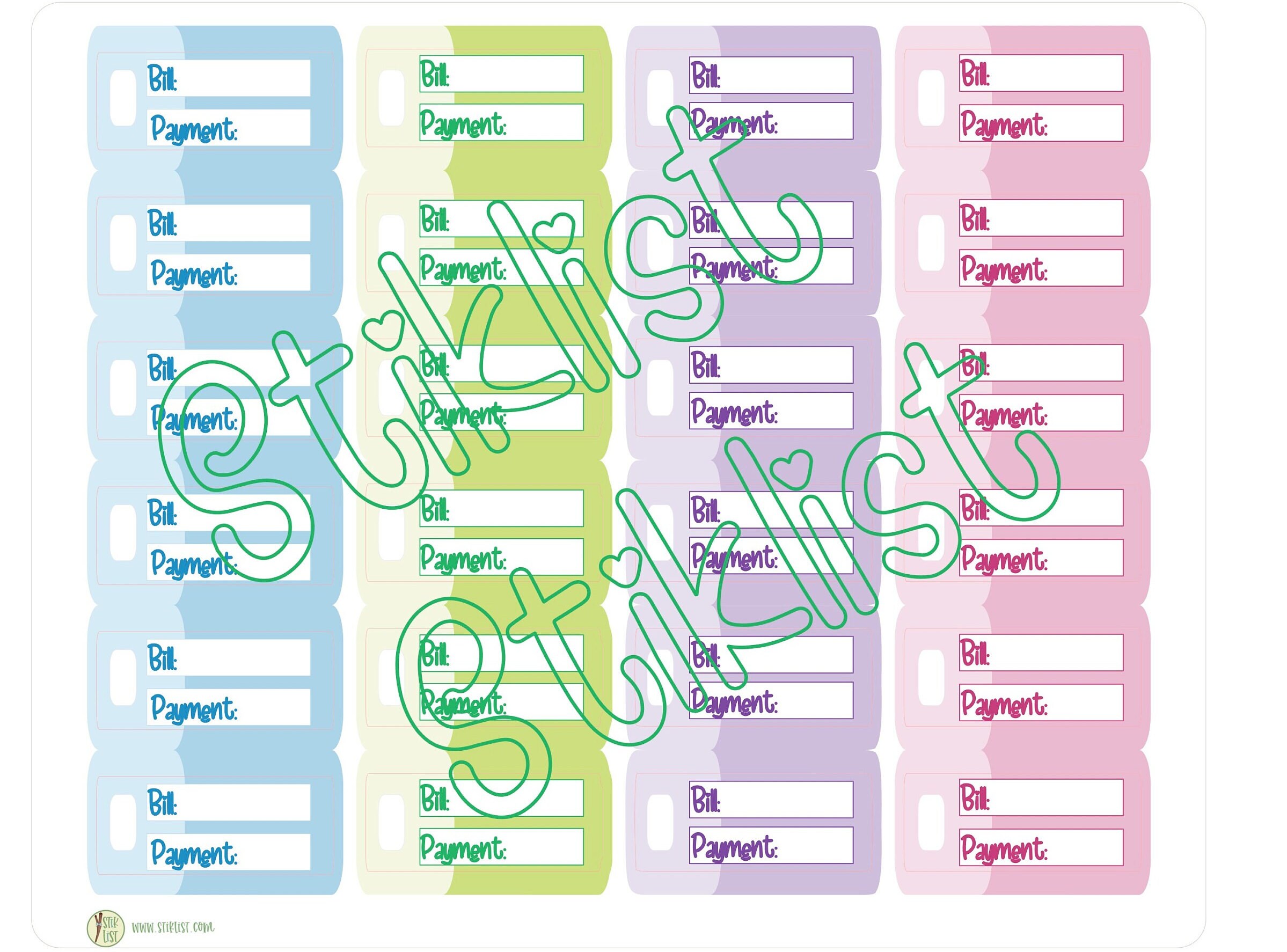 Printable Digital Download Bill Tracker Payment Reminder Check-off ...