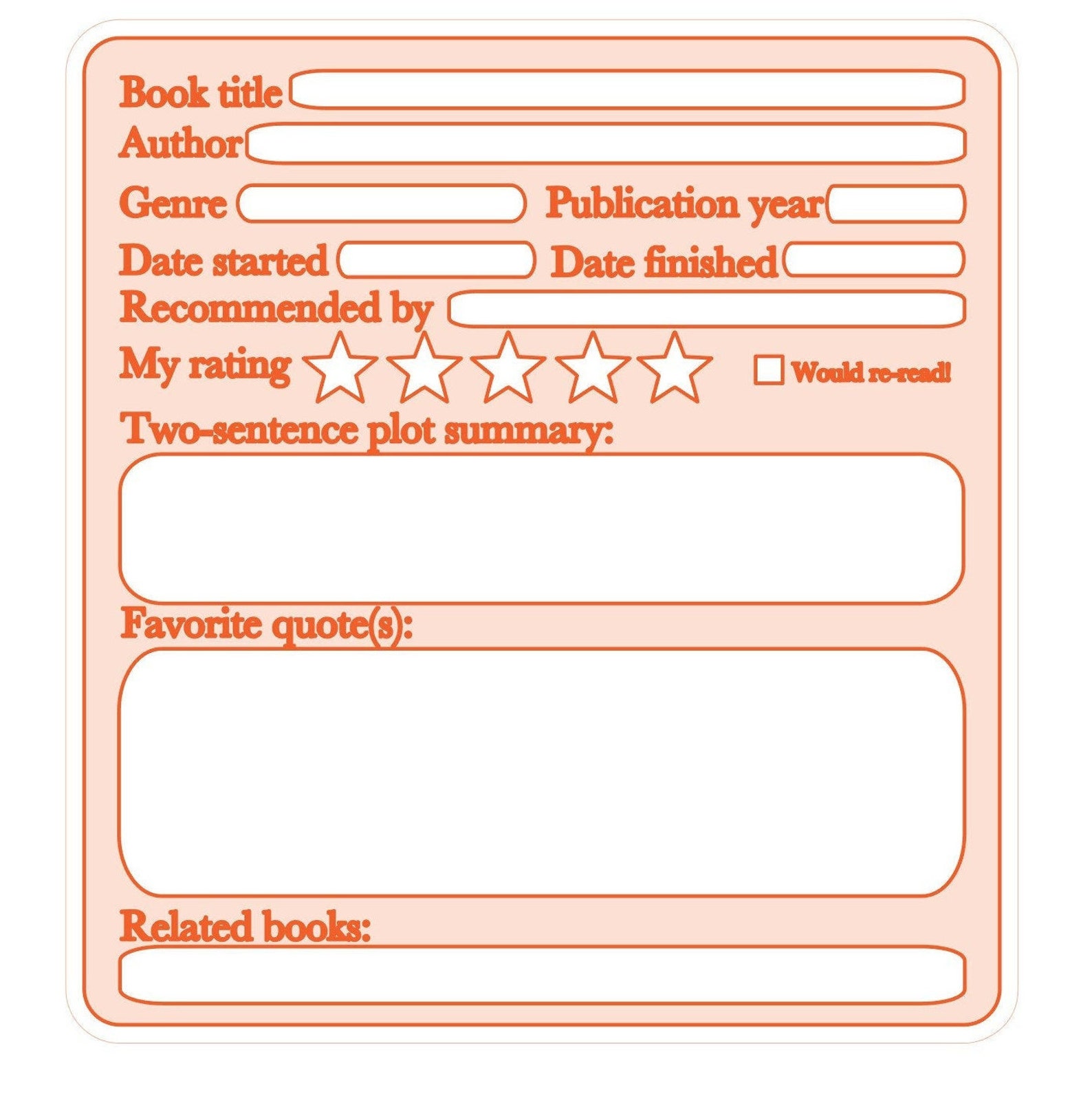 Reading Log / Summary Stickers for Planners and Journals you - Etsy