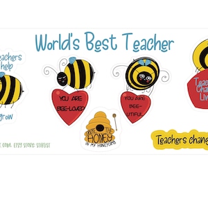 Teacher Appreciation Stickers -- Teacher Love -- Bee Stickers -- Teacher Gift -- Teacher -- Teacher Appreciation Week -- Thank Teachers