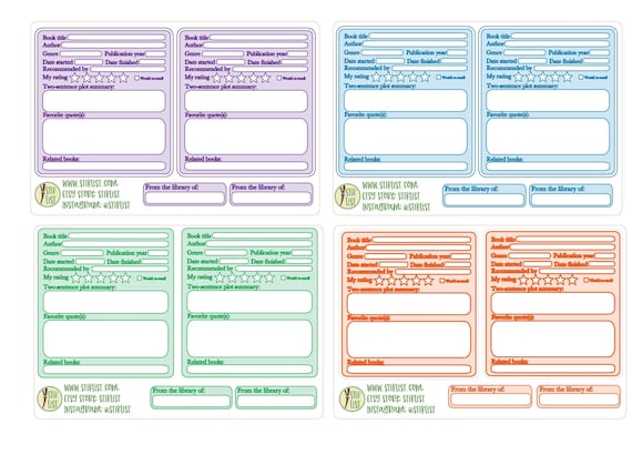 Reading Log / Summary Stickers for Planners and Journals you | Etsy