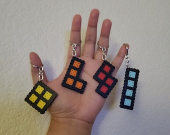 Tetris Piece Perler Bead Keychain