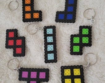 Tetris Piece Perler Bead Keychain