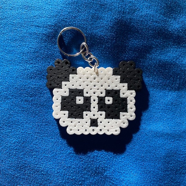 N1025 / カスタムキーホルダー キーチェーンバー パンダビーズ リボン J3）1個 カスタムビーズ用 キーホルダー パーツ チャームバー