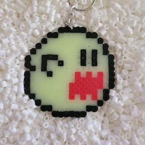 Super Mario Boo Perler Bead Keychain - Etsy