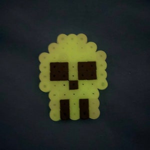 Glow in the Dark Super Mario Boo Perler Bead Keychain 