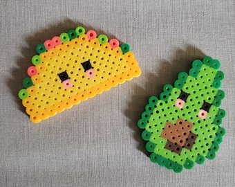 Taco and Avocado Perler Bead Keychain