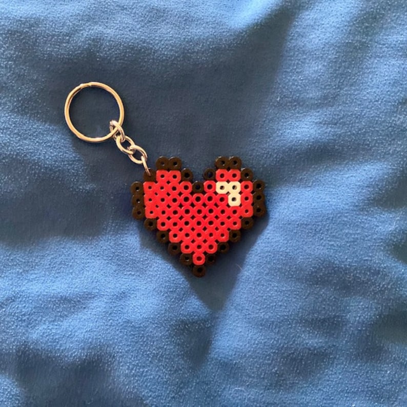 Colored Heart Perler Bead Keychain Etsy