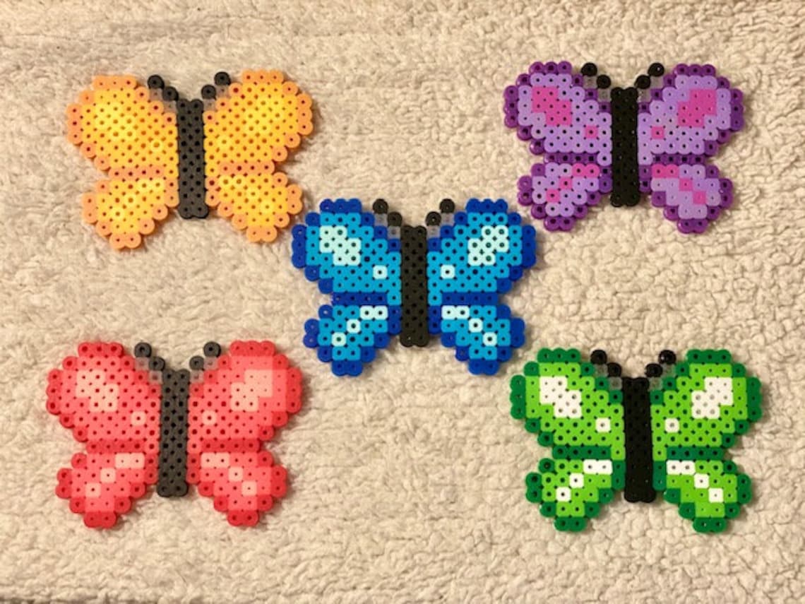 Butterfly Perler Bead Keychain Etsy