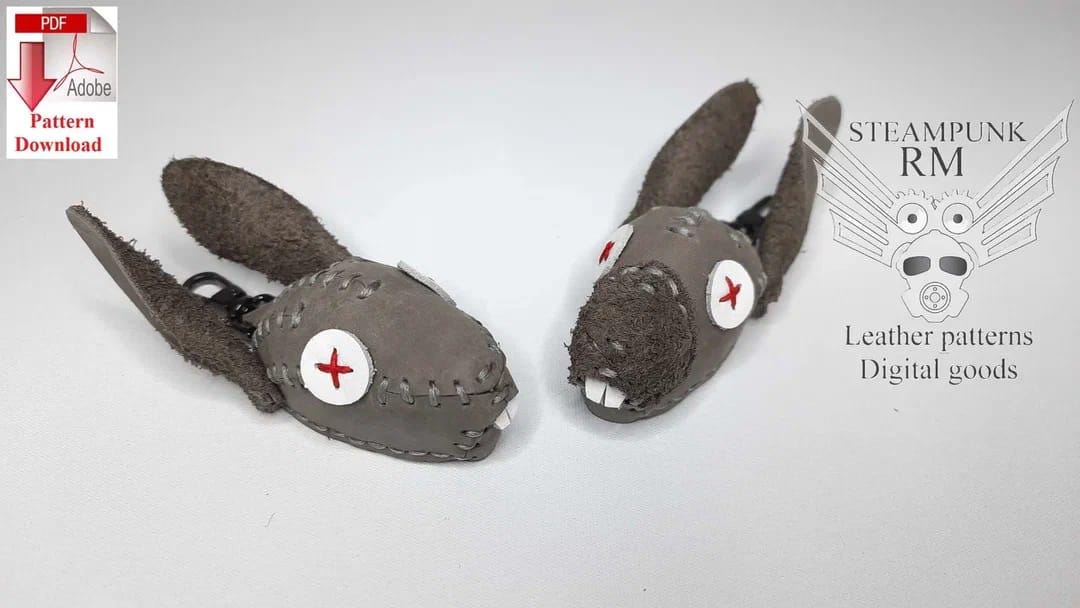 Rabbit Keychain Pattern, Steampunk, Leather, Skin, Digital Download ...