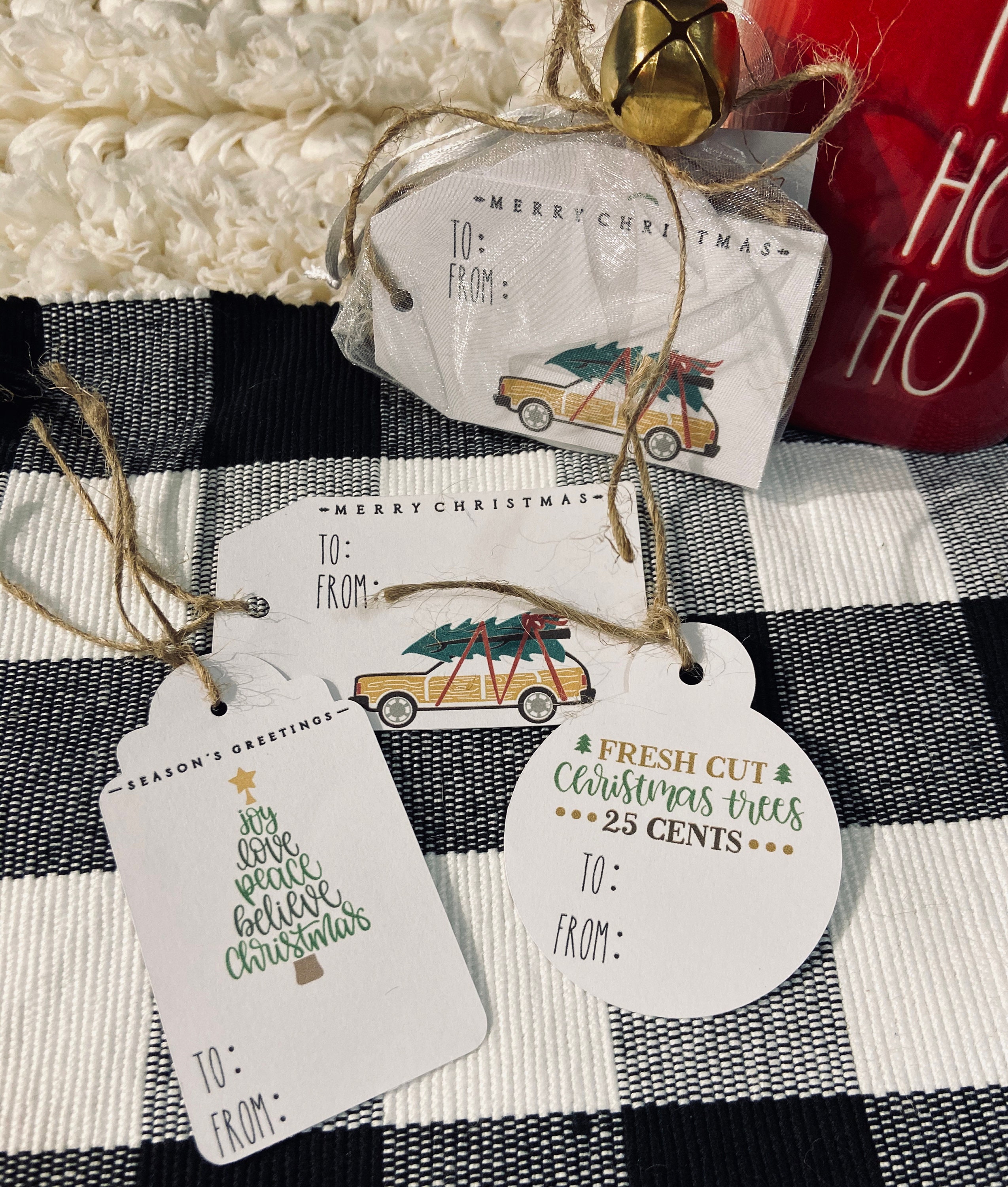 Christmas Gift Tags Handmade, Set of 12 Assorted Christmas Gift