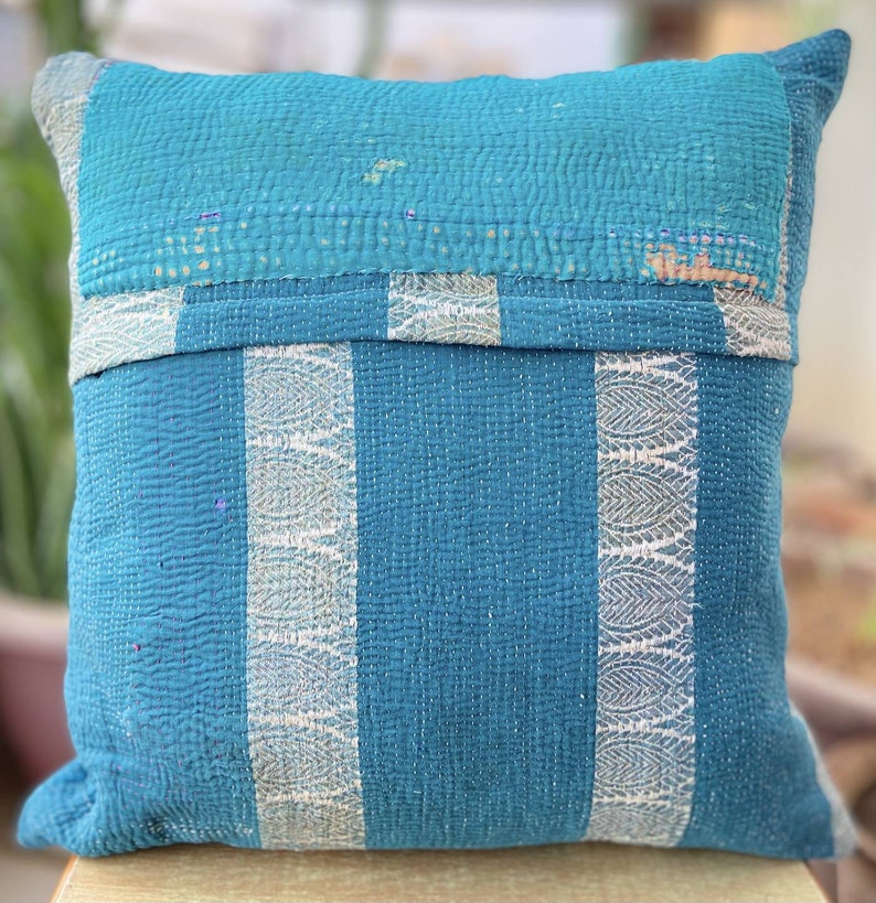 4545 cotton kantha cushion cover handmade decorative pillow home decor image 2