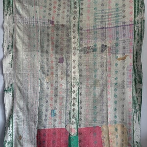 Vintage kantha quilt handmade indian gudari cotton kantha throw