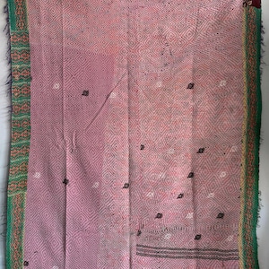 Old vintage cotton kantha indian handstitched quilt,bedcover