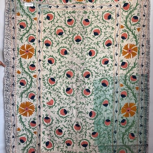 Uzbek suzani kantha hand embroidered bedspread,blanket quilt home decor styling