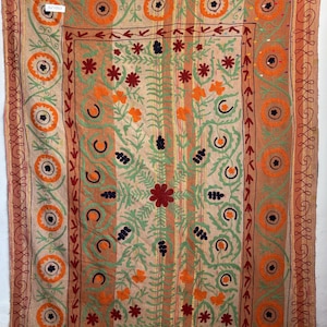 Uzbek suzani kantha hand embroidered bedspread,blanket quilt home decor styling