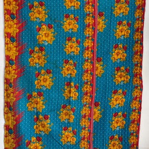Old Indian vintage cotton kantha quilt handmade gudari indian bedcover throw