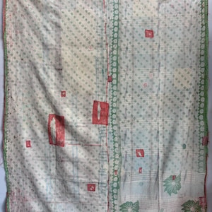 Old Indian vintage cotton kantha quilt handmade gudari indian bedcover throw