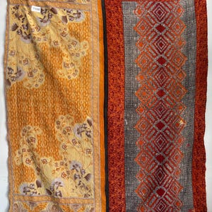 Old Indian vintage cotton kantha quilt handmade gudari indian bedcover throw
