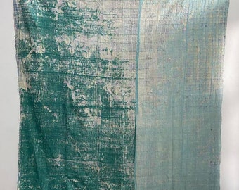 Fine vintage cotton kantha quilt handmade gudari indian reversible throw