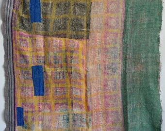 Indian vintage cotton kantha quilt handmade gudari indian bedcover throw