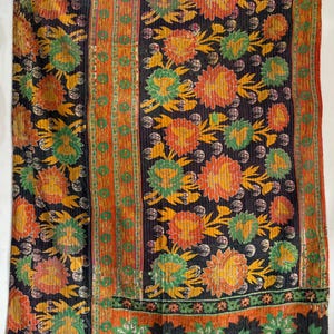 Old Indian vintage cotton kantha quilt handmade gudari indian bedcover throw
