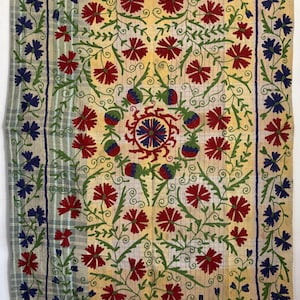 Uzbek suzani kantha hand embroidered bedspread,blanket quilt home decor styling