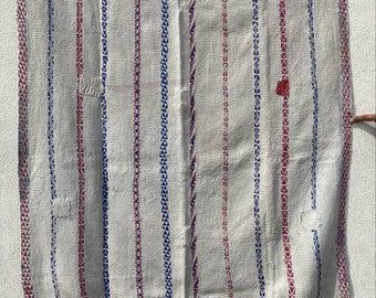 White vintage cotton kantha quilt,homedecor,rugs,handmade throw