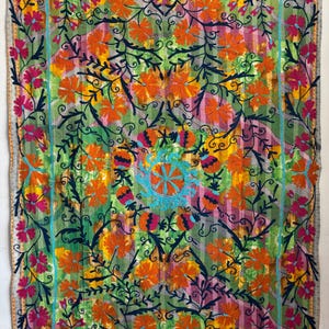 Uzbek suzani kantha hand embroidered bedspread,blanket quilt home decor styling