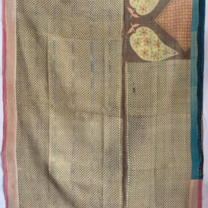 Old Indian vintage cotton kantha quilt handmade gudari indian bedcover throw