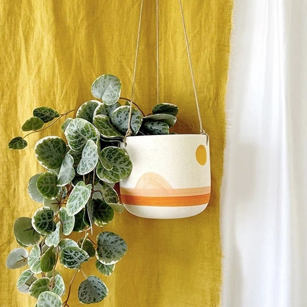 Boho Sunset Rainbow Hanging Planter Pot for Succulents, Cacti & Plants | Multi Color Planter Pot |  Boho Planter | Succulent Planter