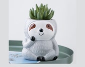 Sloth Planter Pot for Succulents, Plants or Flowers Animal Planter Gray Sloth Planter Sloth Pencil Holder Mothers DayGift