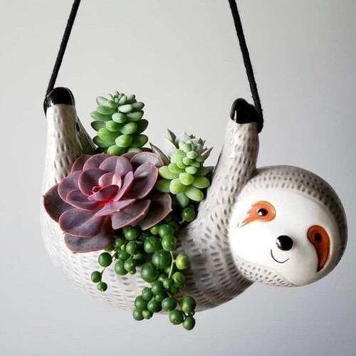 Large Sloth Hanging Planter Pot for Succulents & Plants | Sloth Planter Pot | Animal Succulent Planter |  Cute Pot | Mother's Day Gift