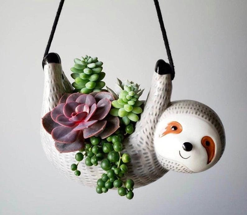 Sloth Hanging Planter Pot for Succulents & Plants | Sloth Planter Pot | Animal Planter | Sloth Planter | Housewarming | Fathers Day Gift