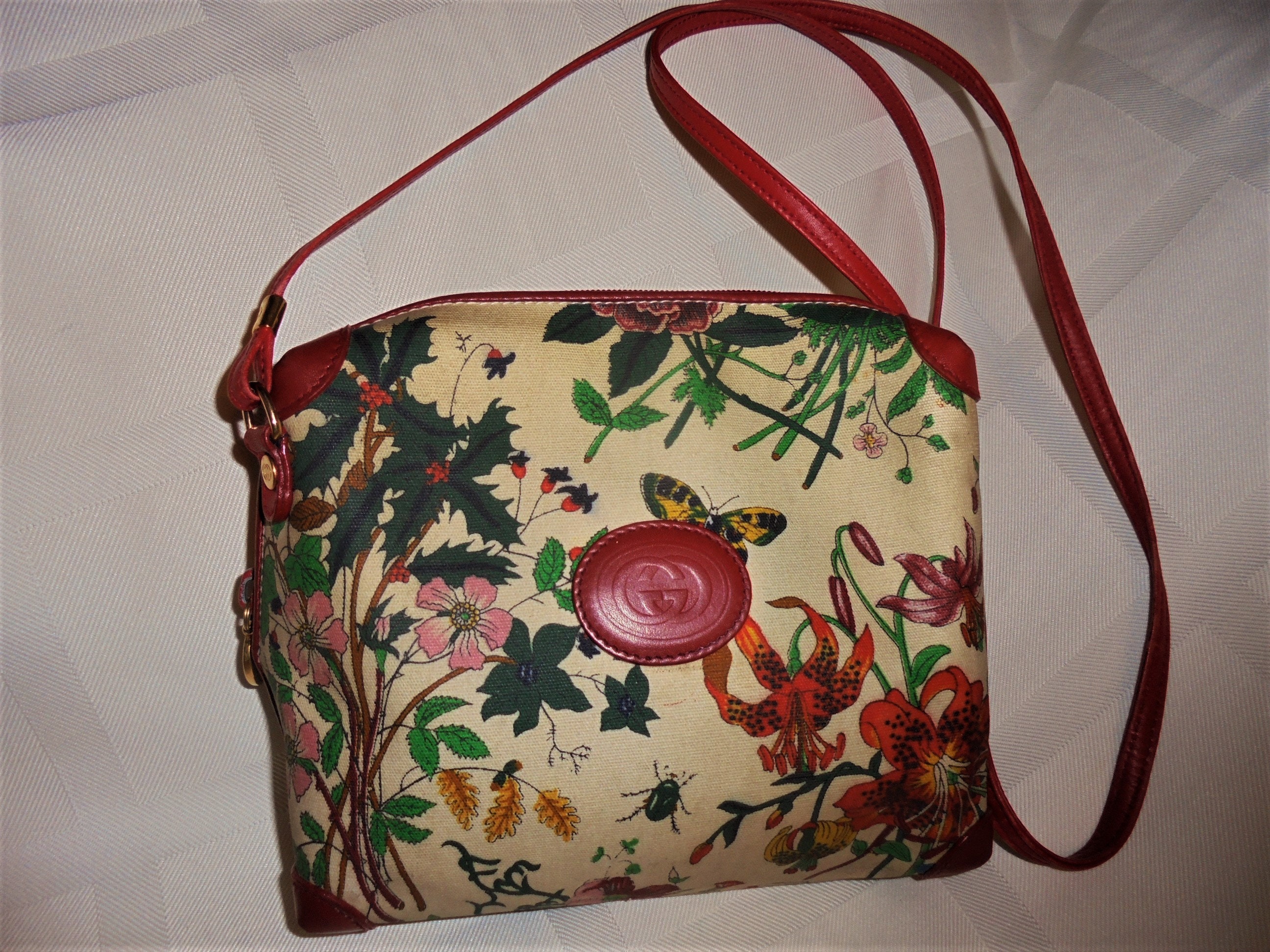 Red GUCCI SPRING GARDEN Souveneir Floral Vintage Crossbody Bag - Etsy India