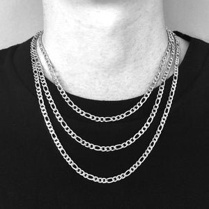 Men&#39;s Figaro Chain, Silver Figaro Chain, Figaro Necklace Silver Choker Chains, Mens Chains, 5mm Figaro Chain - Mens Jewelry