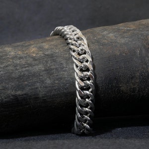 Men&#39;s Cuban Bracelet Silver, 10mm Cuban Link Chain Bracelet, Curb Bracelet, Miami Chain Bracelet, Thick Silver Bracelet - Premium Quality