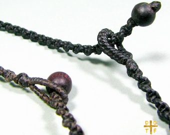 Macrame Necklace Vegan Necklace Brown and Black Wooden Bead Loop Closure Mens Womens Necklace for Pendant Macrame - by Den of the Fox