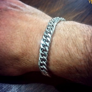 Kubanisches Armband Silber - Herren 9 mm Gliederarmband, Dickes Kettenarmband, Miami-Kettenarmband, Schmuckgeschenke - Herrenarmbänder